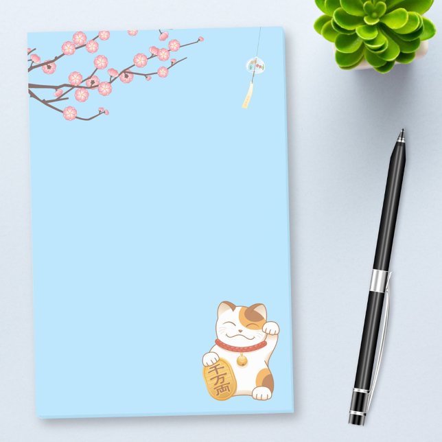 Notas Post-it® Gato japonés con suerte de calico, Maneki Neko (Subido por el creador)
