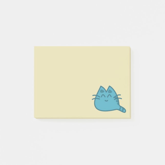 Notas Post-it® Gato Kitty Sonriente Azul (Anverso)