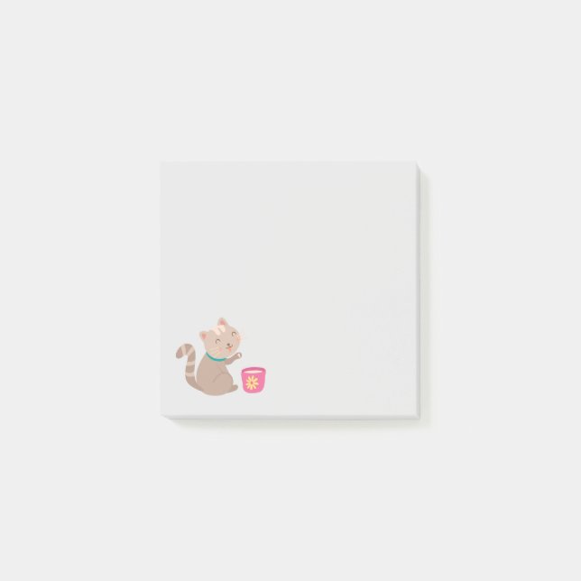 Notas Post-it® Gato lindo con personalizado de té (Anverso)