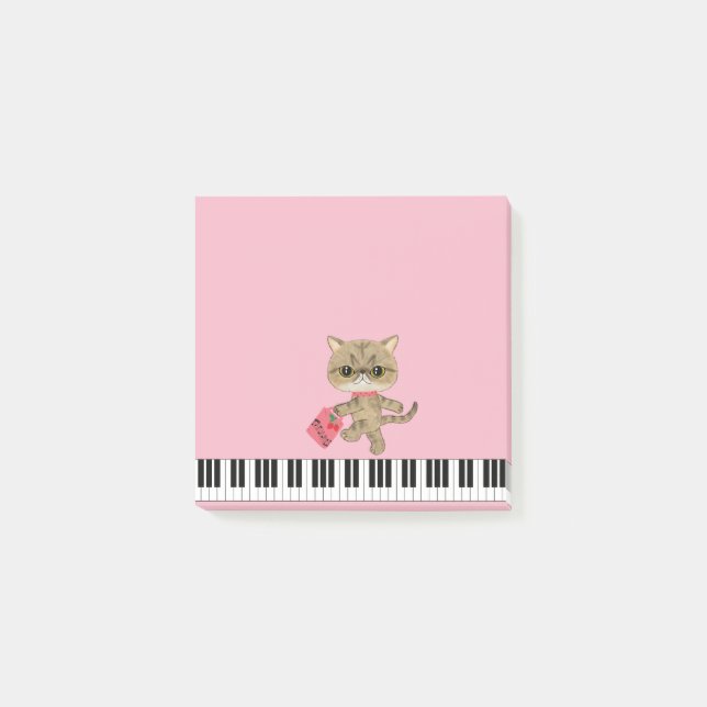 Notas Post-it® Gato lindo del piano (Anverso)