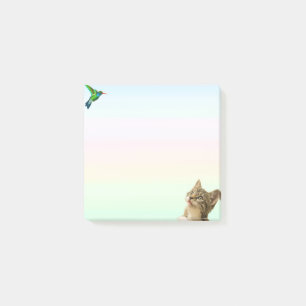 Notas Post-it® Gato Lindo y Pajarito en Color Pastel