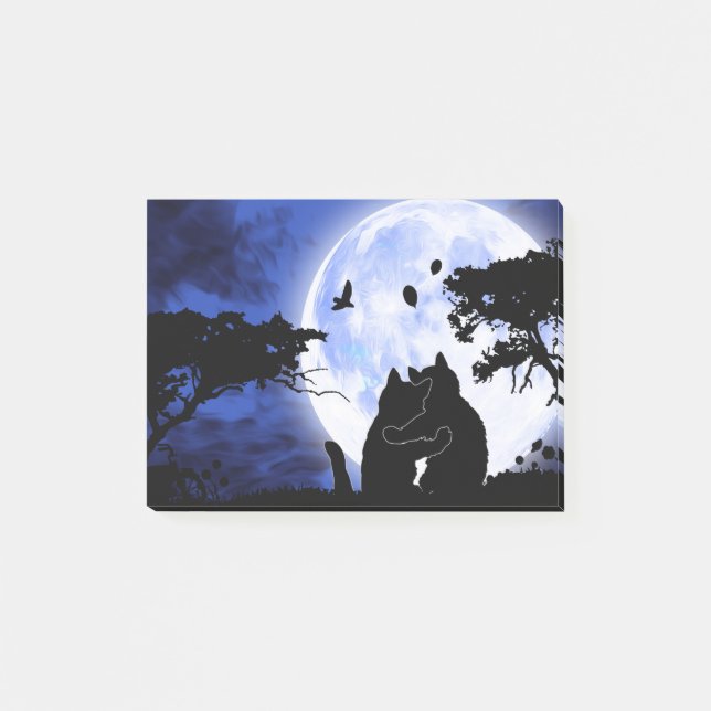 Notas Post-it® gato luna llena (Anverso)