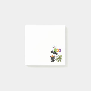 Notas Post-it® Gato, murciélago, momia y fantasma de Halloween