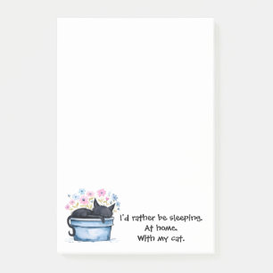 Notas Post-it® Gato negro con flores Preferiría estar durmiendo