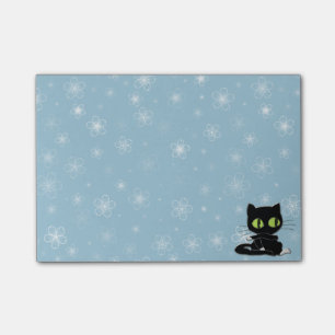 Notas Post-it® gato negro con los calcetines blancos