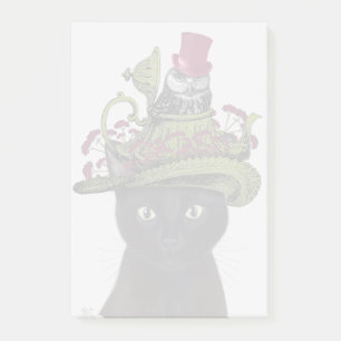Notas Post-it® Gato negro con tetera y búho