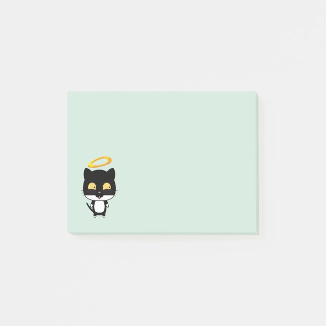 Notas Post-it® Gato negro con un dibujo de Personalizado de Halo  (Anverso)