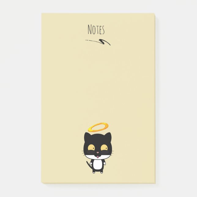 Notas Post-it® Gato negro con un dibujo de Personalizado de Halo  (Anverso)