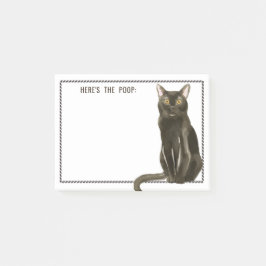 Notas Post-it® Gato negro de Bombay | Texto editable | Aquí está 