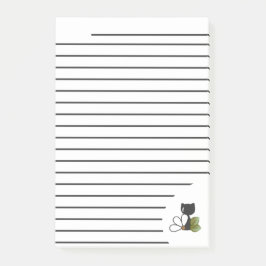 Notas Post-it® Gato negro lindo y flor – Personalizado