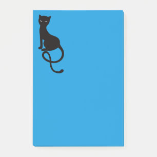 Notas Post-it® Gato negro malvado gracioso azul