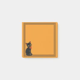 Notas Post-it® Gato negro vintage de Halloween con borde