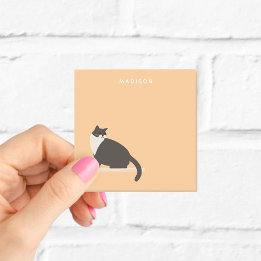 Notas Post-it® Gato negro y blanco personalizado Naranja