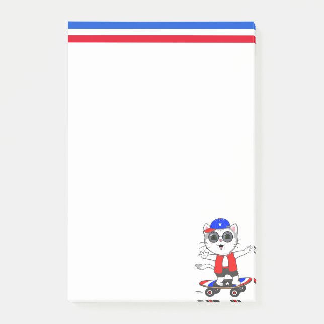 Notas Post-it® Gato patinador lindo (Anverso)