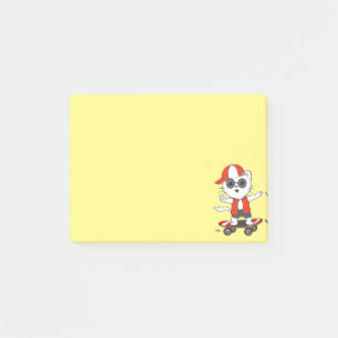 Notas Post-it® Gato patinador lindo en amarillo
