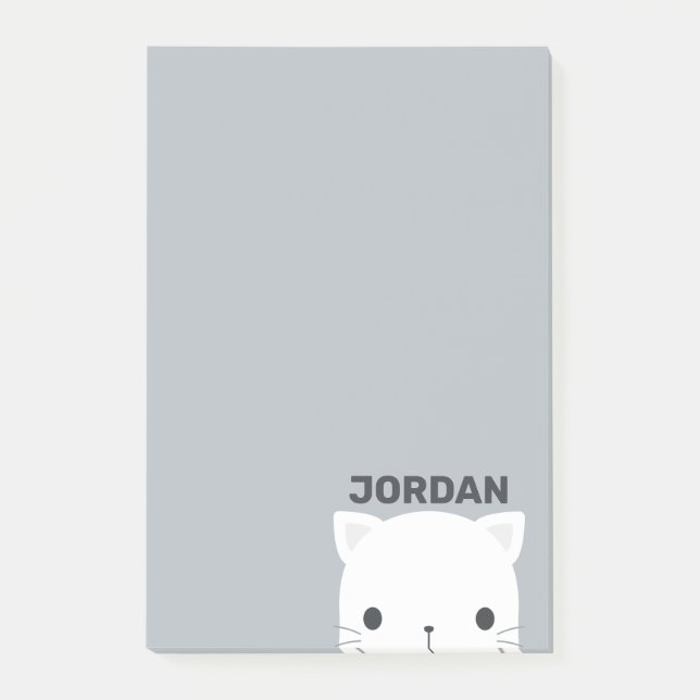 Notas Post-it® Gato Pequeño Adorable con Nombre Personalizado (Anverso)