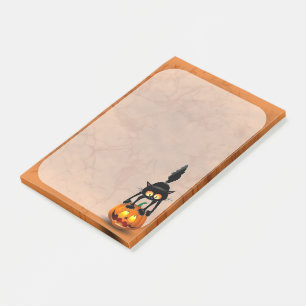 Notas Post-it® Gato Personalizado asustado de Halloween en calaba
