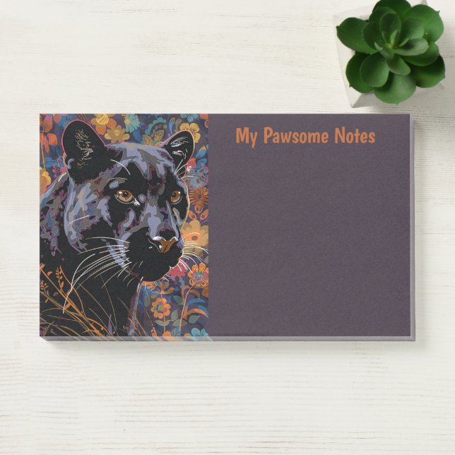 Notas Post-it® Gato Puma Negro Boho My Pawsome Personal (Oficina)