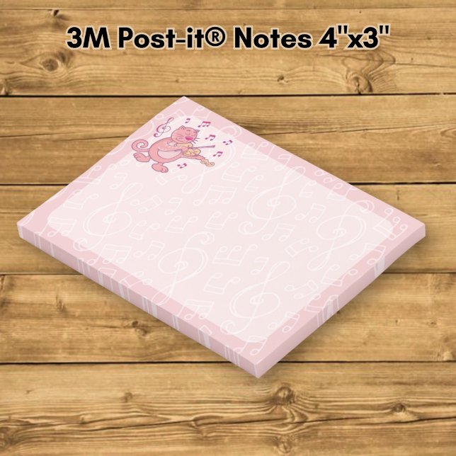 Notas Post-it® Gato rosa con violín (Subido por el creador)
