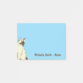 Notas Post-it® Gato Siamés Lindo Personalizado - Azul
