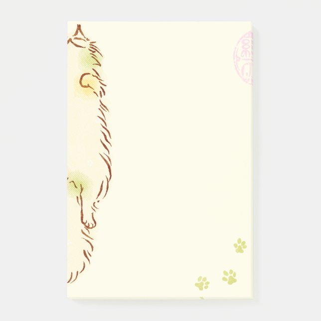 Notas Post-it® Gato soñoliento mullido (Anverso)