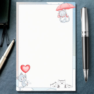 Notas Post-it® Gato sosteniendo globo cardíaco paraguas volando e