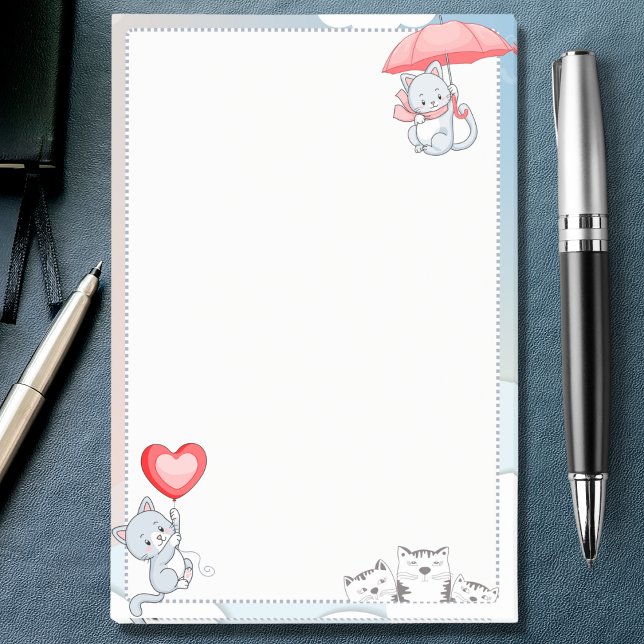 Notas Post-it® Gato sosteniendo globo cardíaco paraguas volando e (Subido por el creador)