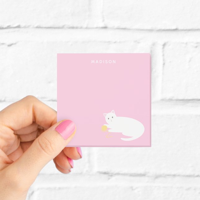 Notas Post-it® Gato Travieso con Hilo Rosa (Subido por el creador)