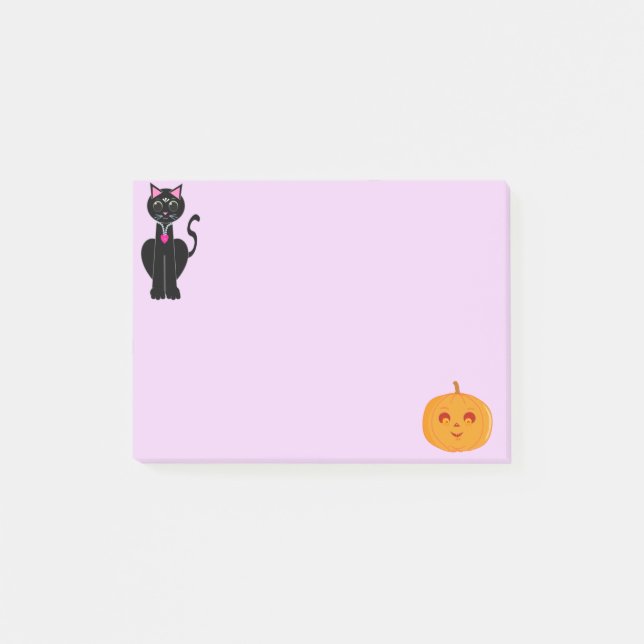 Notas Post-it® Gato y calabaza de Halloween (Anverso)