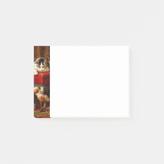Notas Post-it® Gato y gatitos jugando con silla (Anverso)