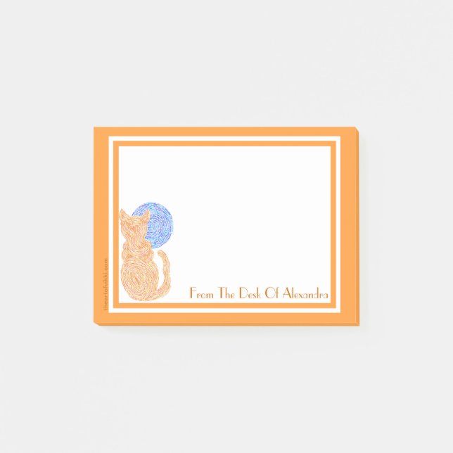 Notas Post-it® Gato y luna anaranjados personalizados Z del (Anverso)