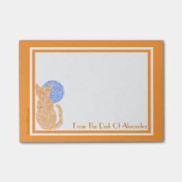 Notas Post-it® Gato y luna anaranjados personalizados Z del