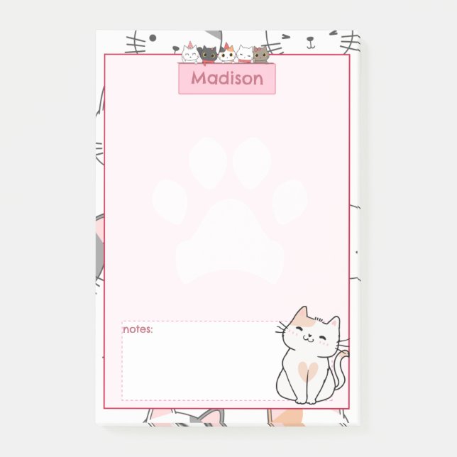 Notas Post-it® Gatos Adorables (Anverso)