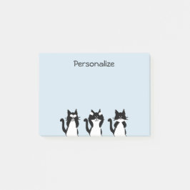Notas Post-it® Gatos Blancos Negros | Tres Gatitos Sabios