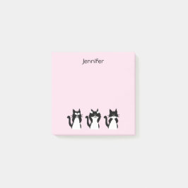 Notas Post-it® Gatos Blancos Negros Tres Gatitos Sabios Rosa