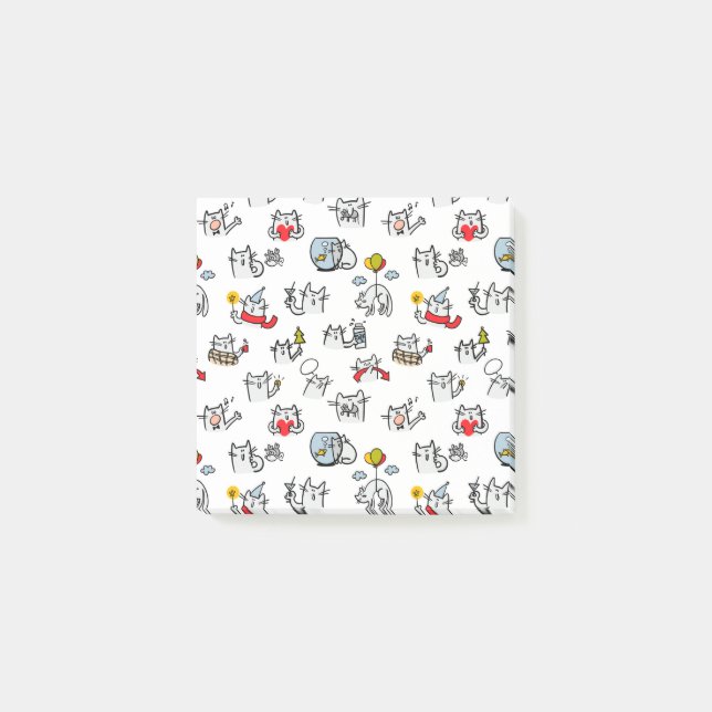 Notas Post-it® Gatos divertidos, leche y magia. (Anverso)