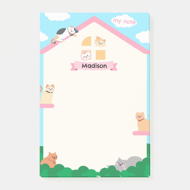 Notas Post-it® Gatos en la casa (Anverso)