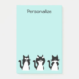 Notas Post-it® Gatos Esmoquin | Tres Gatitos Sabios Azul Acuático