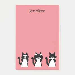 Notas Post-it® Gatos esmoquin | Tres gatitos sabios coral claro