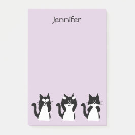 Notas Post-it® Gatos esmoquin | Tres gatitos sabios lila claro
