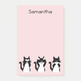 Notas Post-it® Gatos Esmoquin Tres Gatitos Sabios Rosa Pálido Per