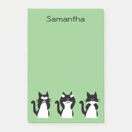 Notas Post-it® Gatos esmoquin | Tres gatitos sabios verde claro