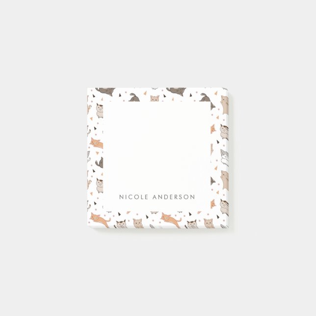 Notas Post-it® Gatos ilustrados y cortos (Anverso)