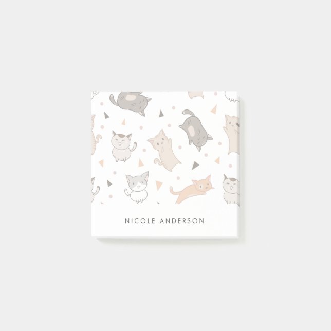 Notas Post-it® Gatos ilustrados y cortos (Anverso)