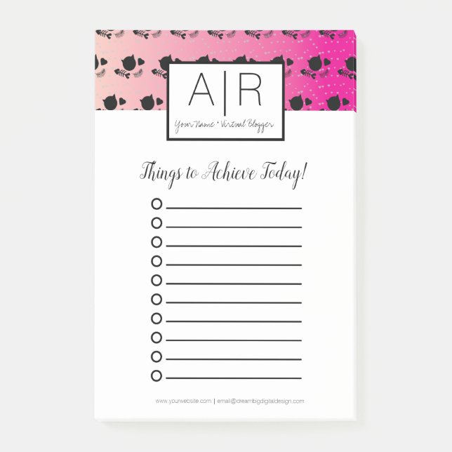 Notas Post-it® Gatos Lindos Ombre Rosa (Anverso)