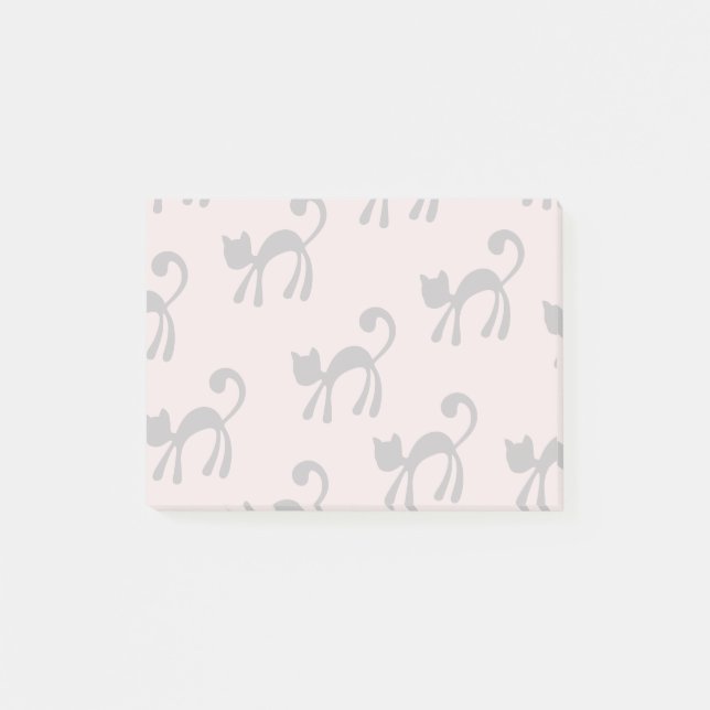 Notas Post-it® Gatos negros artsy en rosa (Anverso)