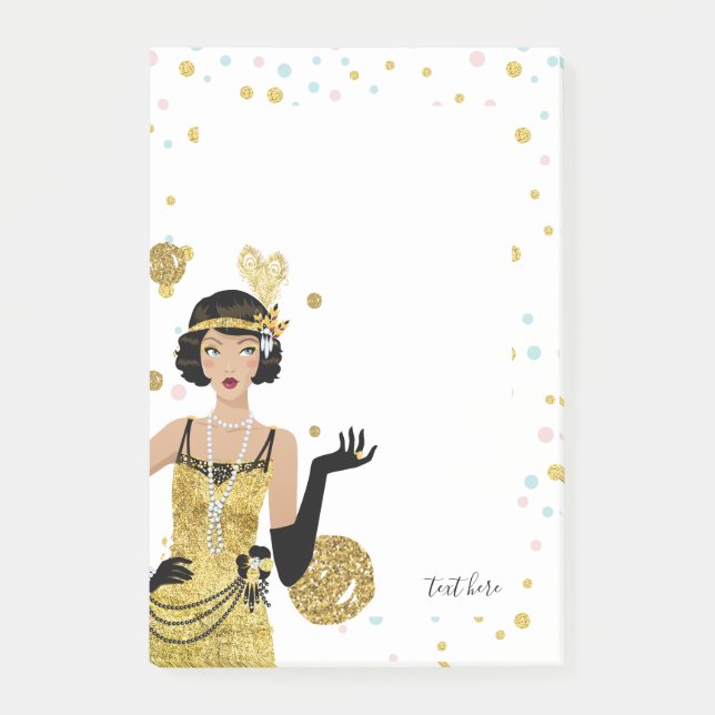 Notas Post-it® Gatsby chica de los años 1920 (Anverso)