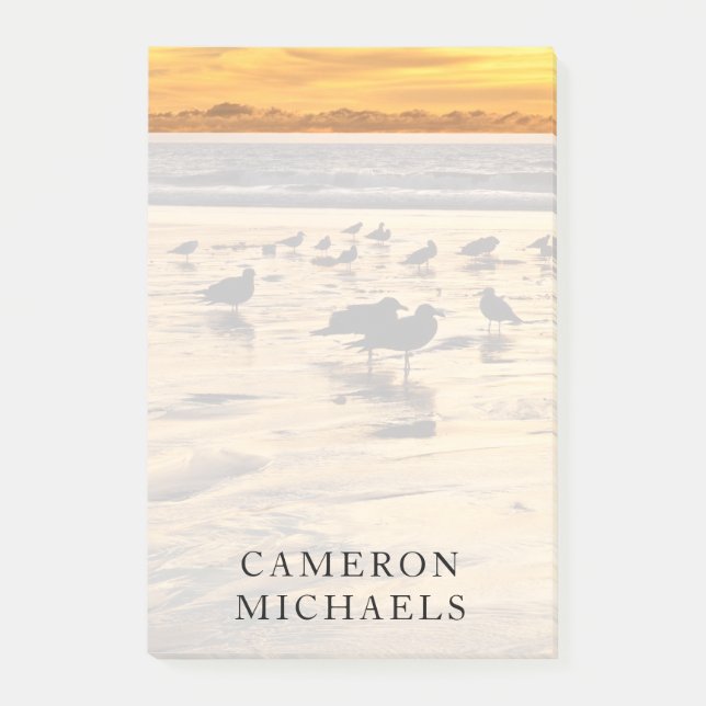 Notas Post-it® Gaviotas en la playa al atardecer (Anverso)