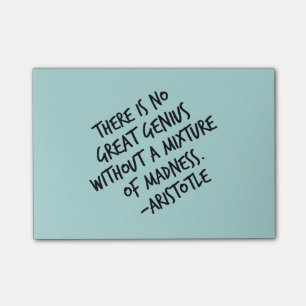 Notas Post-it® Genial mezcla de locura Aristóteles Inspirador