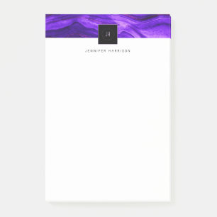 Notas Post-it® Geode negro monograma abstracto Agato morado oscur